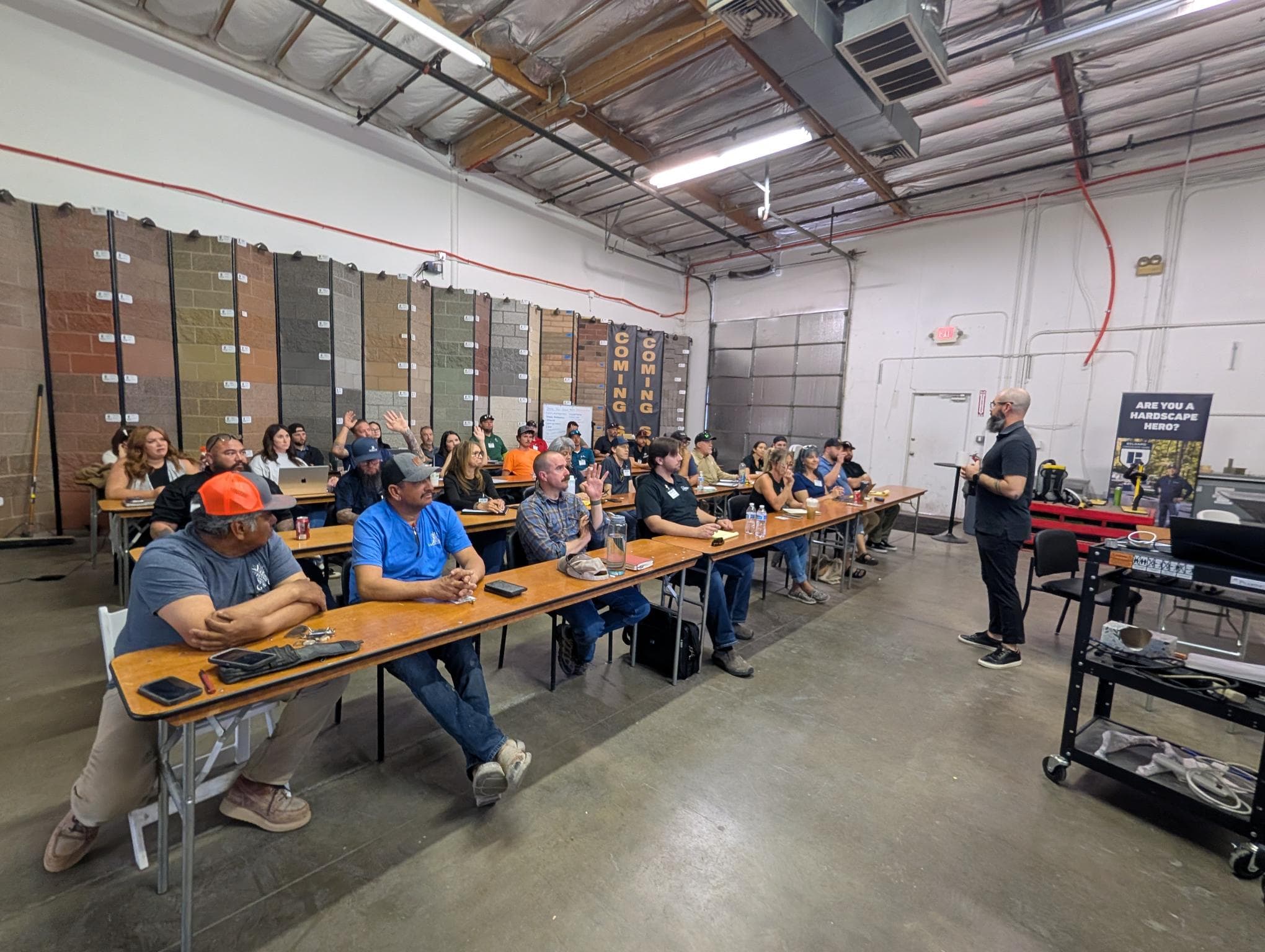 Brennan Gerle leading an AI training for a construction team
